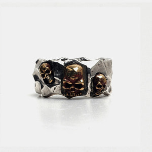Three Skull Cutting Rings with 14K Gold