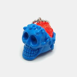 Brain Skull Resin KeyChain_Blue