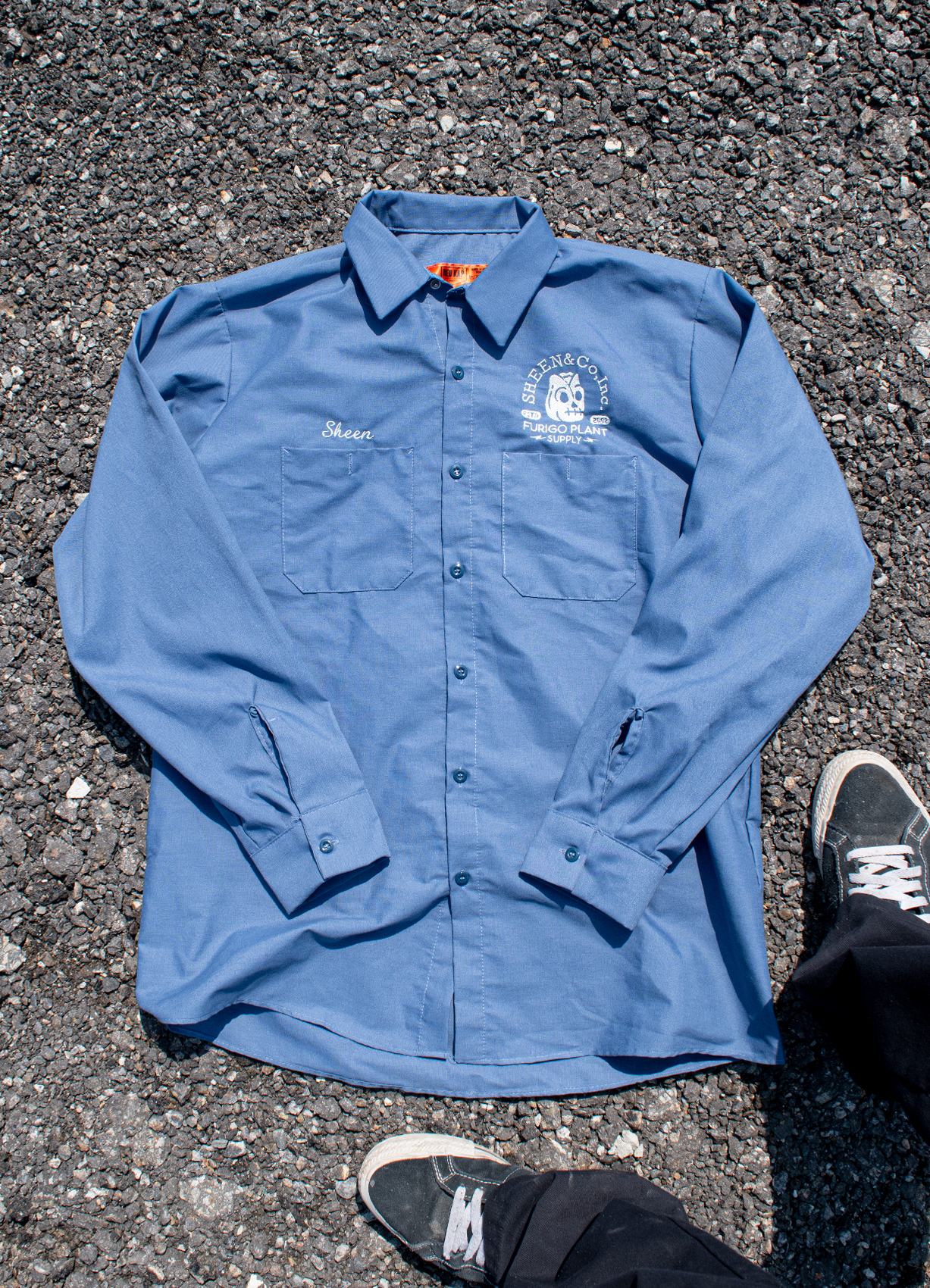 Furigo Plant Supply Long Sleeve Work Shirts Postman Blue