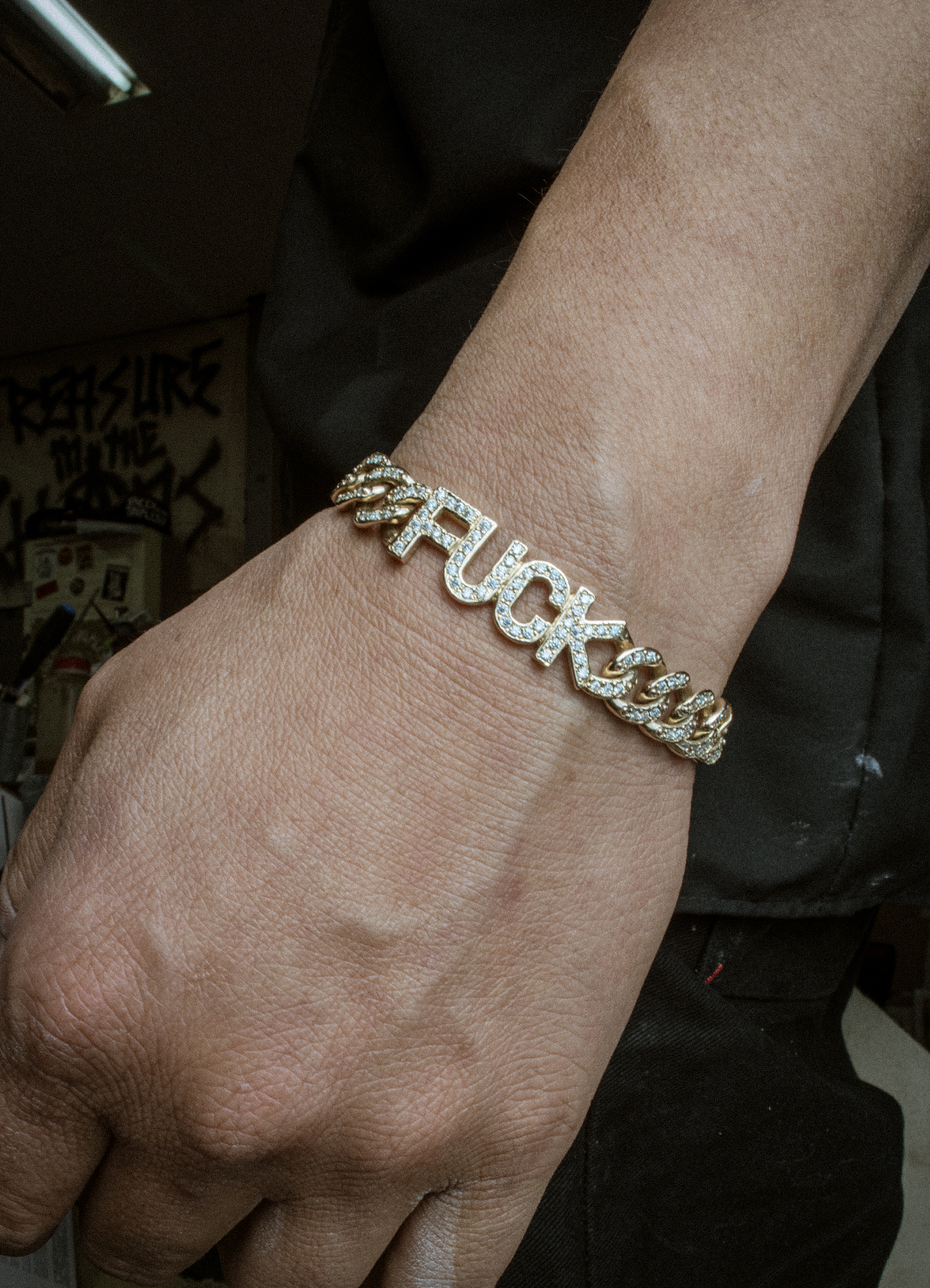 F Word Small Cuban Chain Bracelet