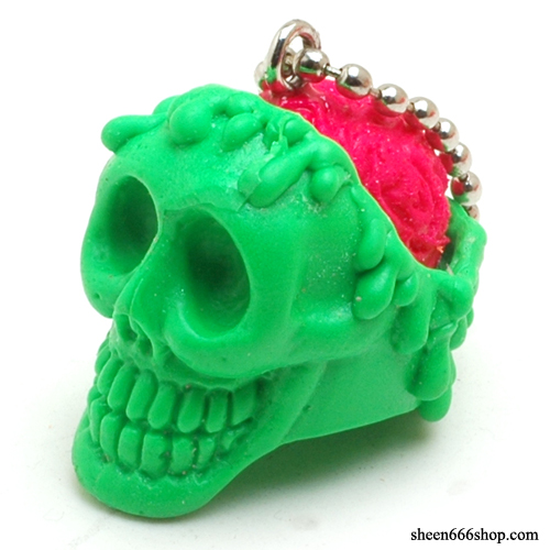Brain Skull Resin KeyChain_Green