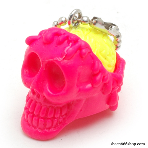 Brain Skull Resin KeyChain_Pink