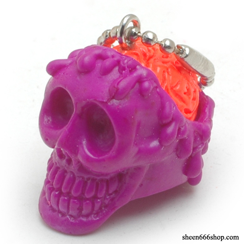 Brain Skull Resin KeyChain_Purple